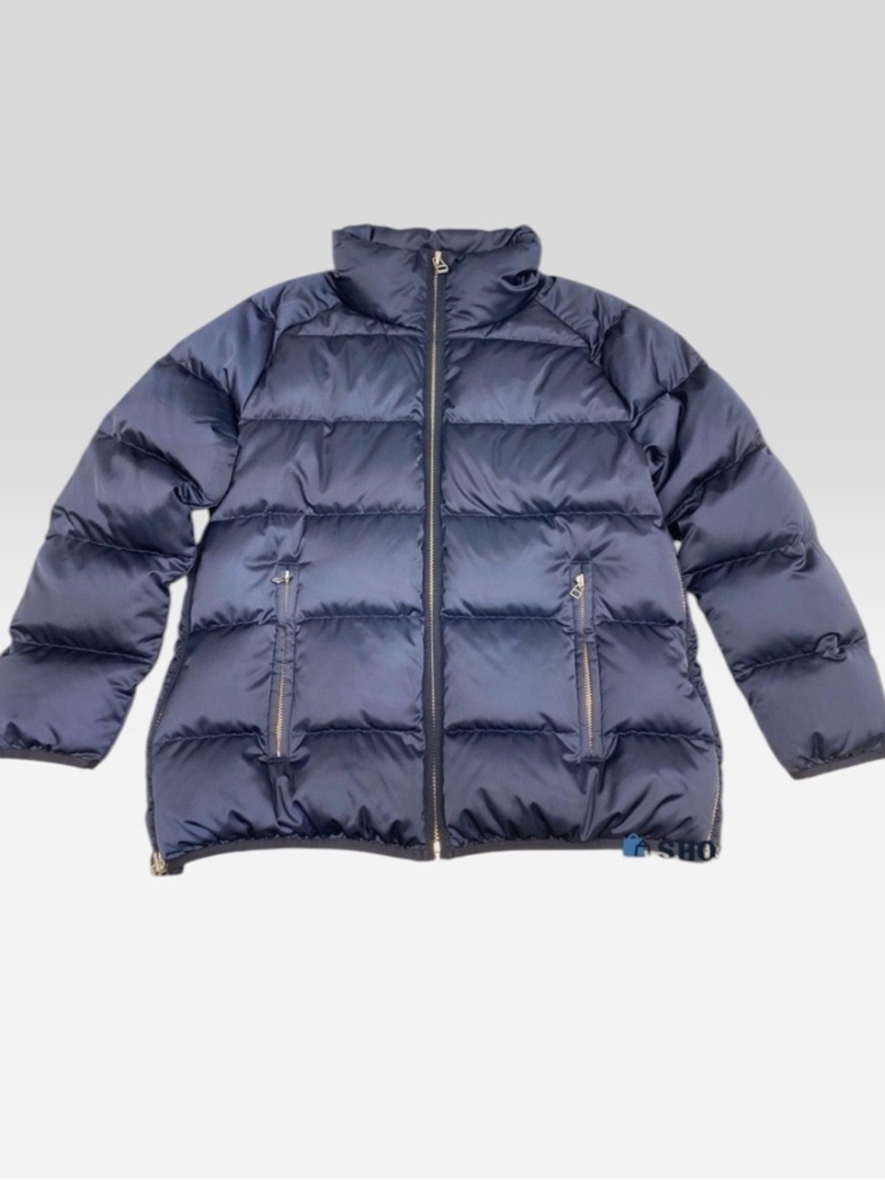 Tory Burch Tory Sport Women's Navy Satin Down Puffer Jacket Coat XS